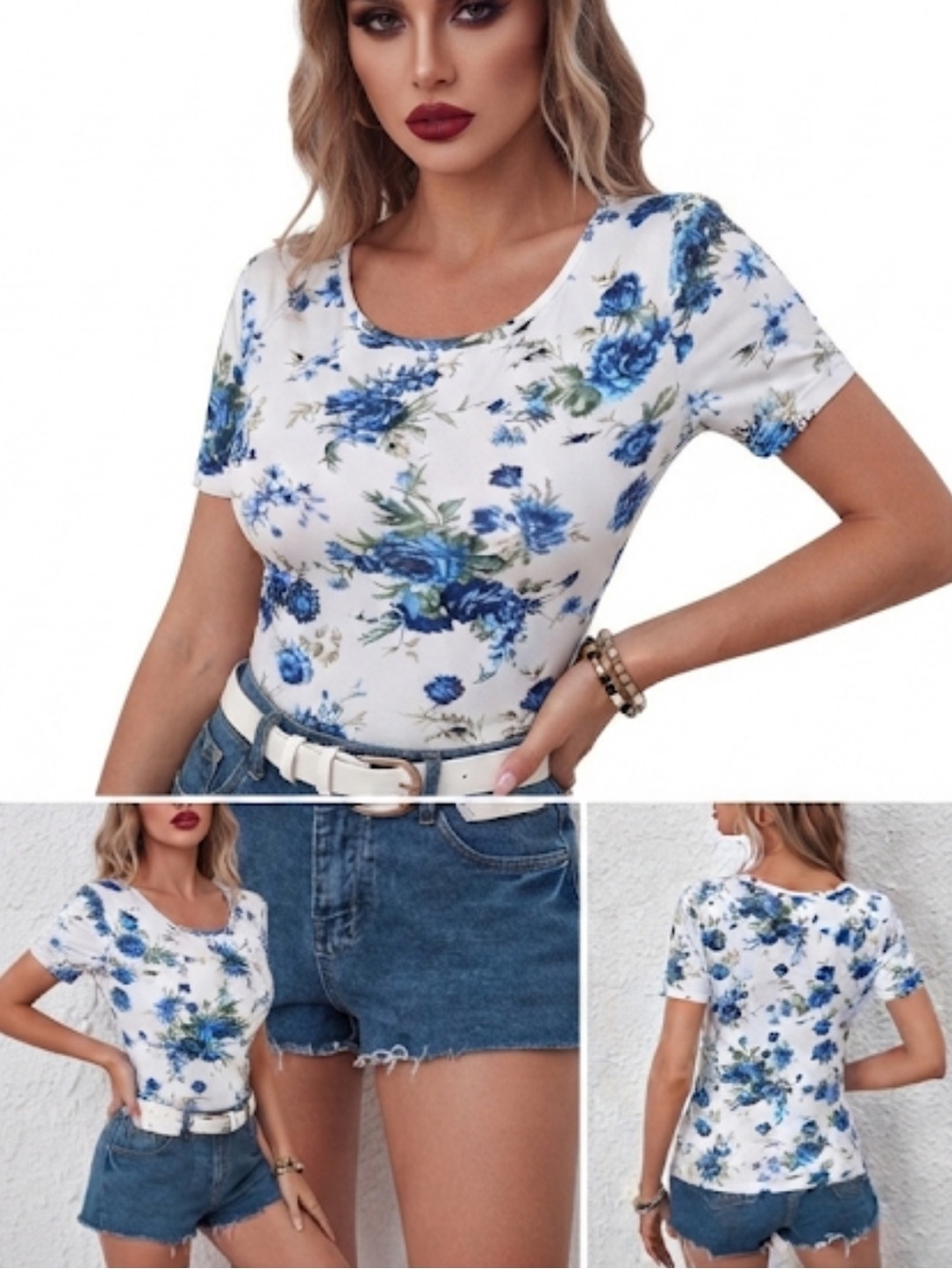 SHEIN LUNE Floral Print Tee size M NWT